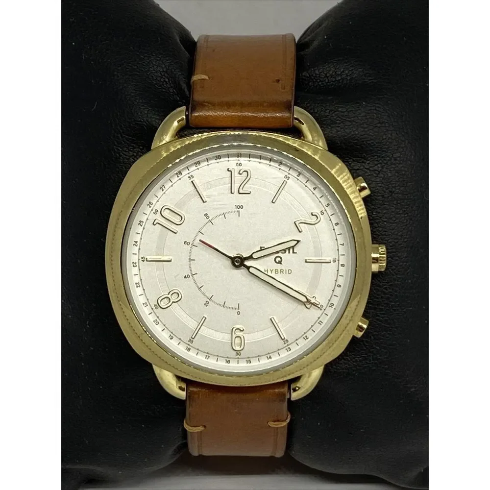 Fossil FTW1201 Women's Brown Leather Analog White Dial Hybrid Smartwatch XX726